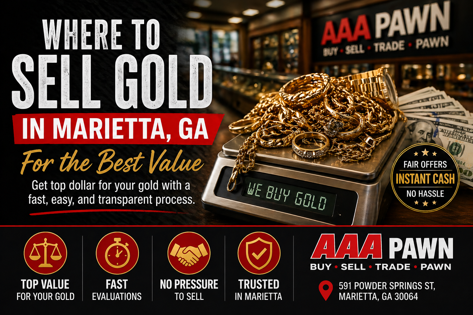 Where to Sell Gold in Marietta, GA for the Best Value – AAA Pawn